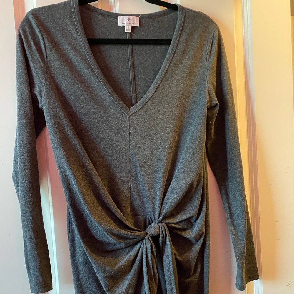 Long sleeved wrap front dress